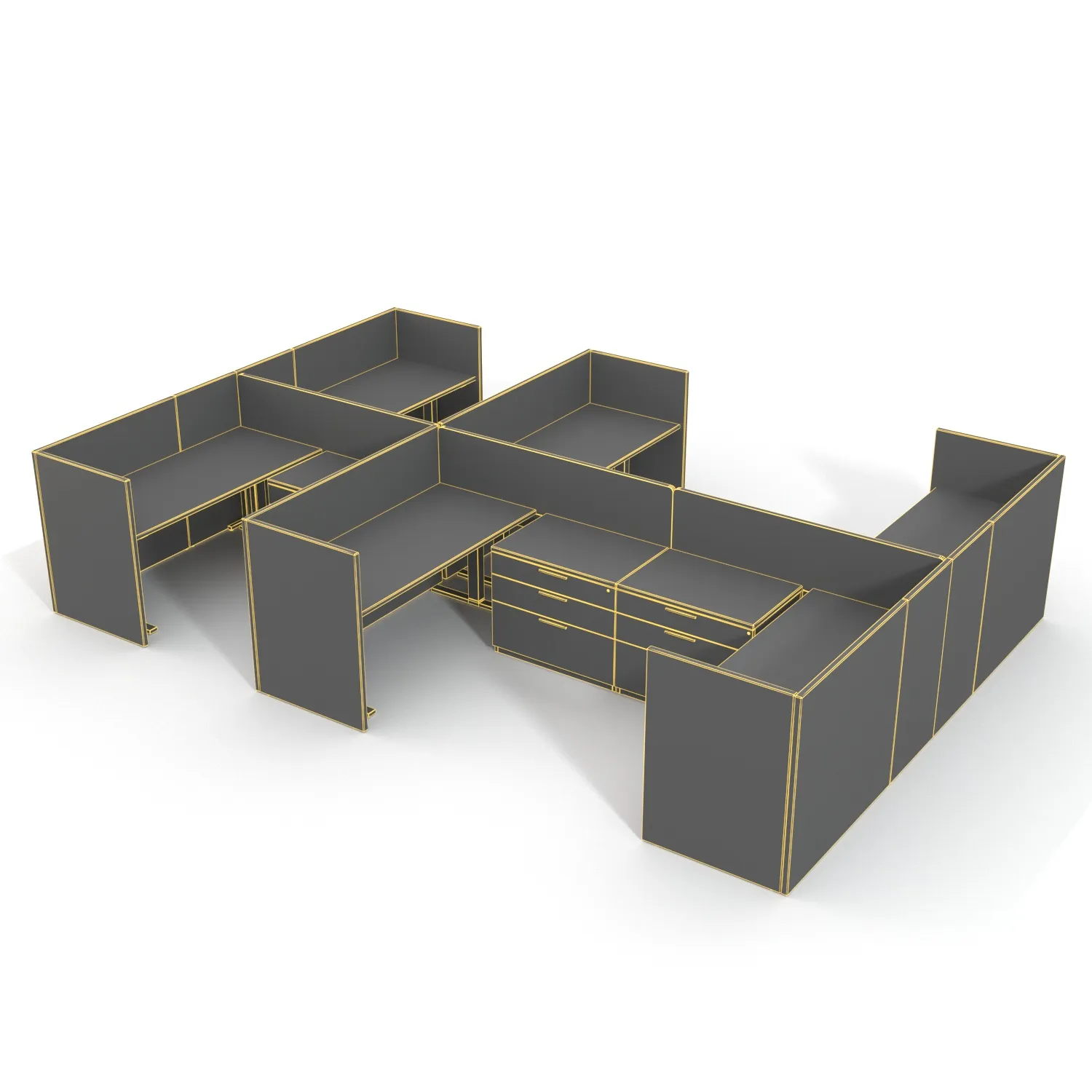 Office Desk Workstation PBR 3D Model_07